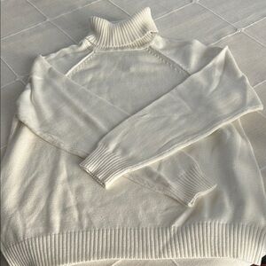 Karen Scott White Cotton Turtleneck Sweater